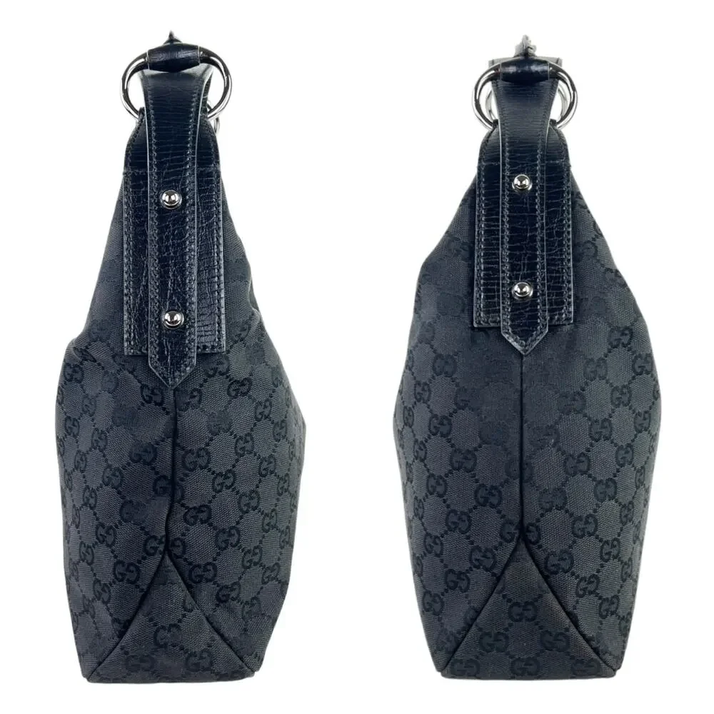 Gucci Black Monogram Canvas Hobo Shoulder Bag